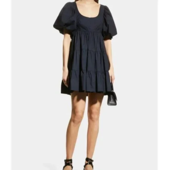 CINQ A SEPT ETHEL A-LINE BABYDOLL DRESS NAVY BLUE SIZE 2 NWT - Picture 3 of 16